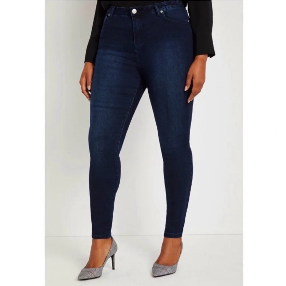 Eloquii Olivia Sculpting Skinny Jean High Waist Dark Wash Stretch Denim 20 - Picture 2 of 14